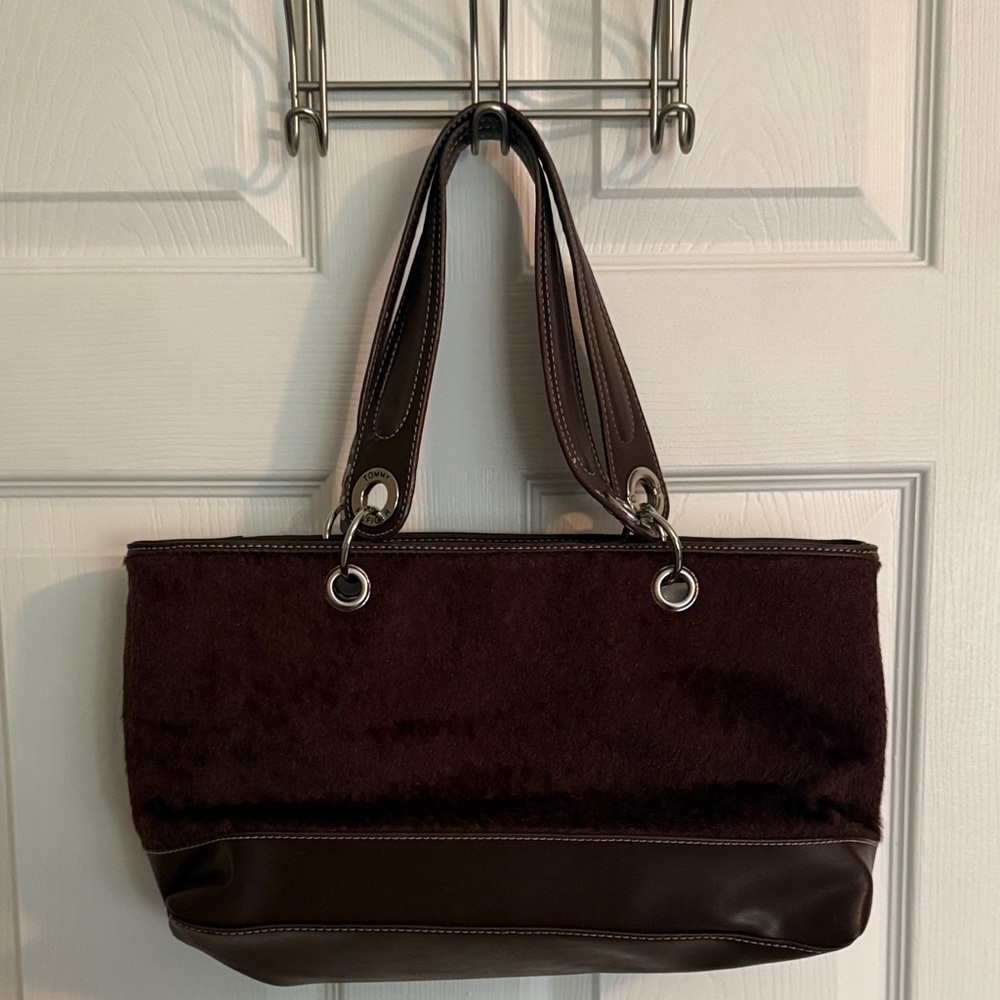 Tommy Hilfiger Dark Brown Faux Fur Shoulder Bag
